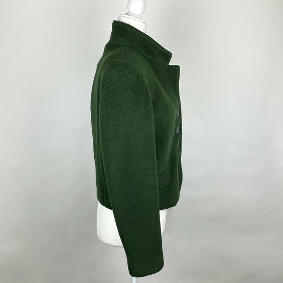 Express Tailleur Women's Size S Small Green Fleece 4-Button Lined Coat Jacket - Picture 2 of 11